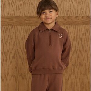 Rylee + Cru Chocolate Brown Kids Sweatshirt with Heart Accent